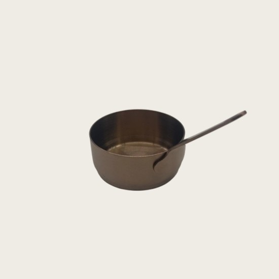 Stainless Steel Golden-Handled Dipping Dish Stainless Steel Golden-Handled Dipping Dish