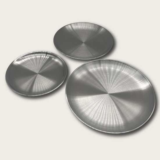 Silver Stainless Steel Round Snack Plate Silver Stainless Steel Round Snack Plate