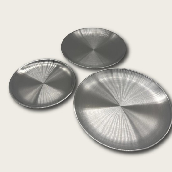 Silver Stainless Steel Round Snack Plate Silver Stainless Steel Round Snack Plate