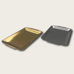 Golden Stainless Steel Rectangular Flat-Bottomed Tray