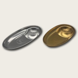 Golden Stainless Steel Compartmentalized Snack Plate