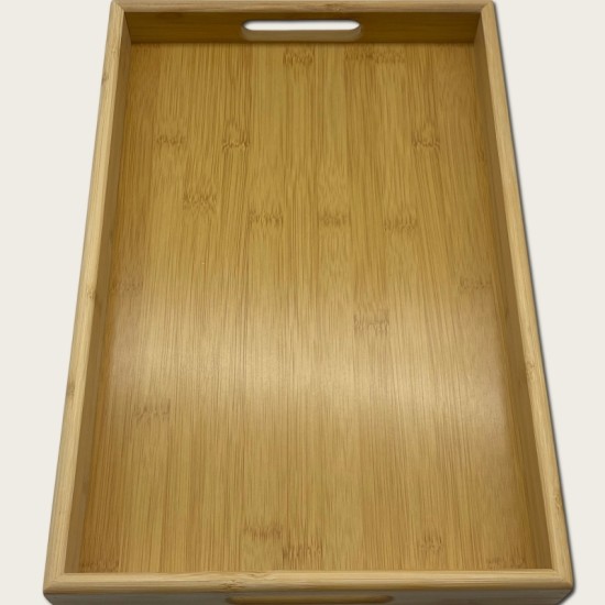 Medium-Sized Wooden And Bamboo Rectangular Dinner Plate
