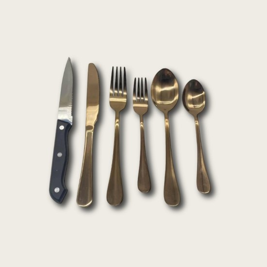 Rose Gold Stainless Steel 24-Piece Tableware Set For Western Cuisine Rose Gold Stainless Steel 24-Piece Tableware Set For Western Cuisine