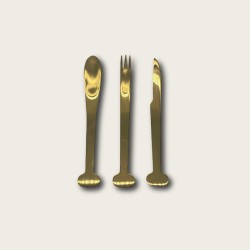 Golden Stainless Steel Dessert Fork (With Logo Printing Capability)