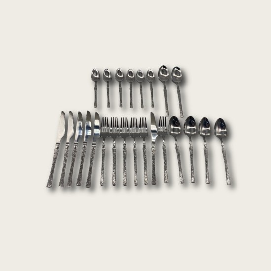 Silver Stainless Steel 24-Piece Tree-Patterned Handle Tableware Set Silver Stainless Steel 24-Piece Tree-Patterned Handle Tableware Set