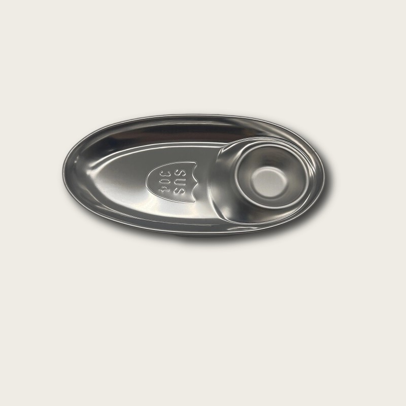 Silver Stainless Steel Compartmentalized Snack Plate - Image 2