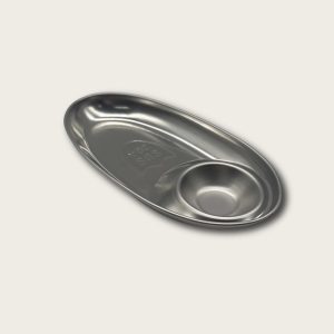 Silver Stainless Steel Compartmentalized Snack Plate