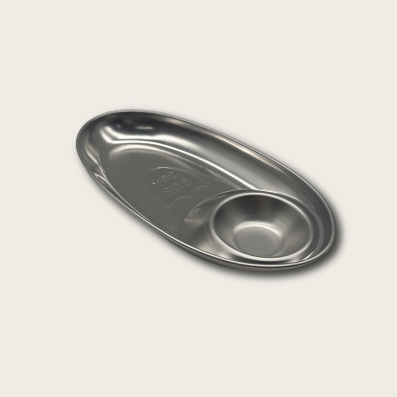 Silver Stainless Steel Compartmentalized Snack Plate