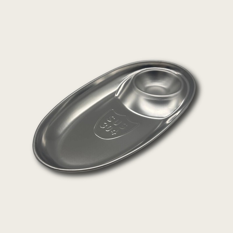 Silver Stainless Steel Compartmentalized Snack Plate - Image 4