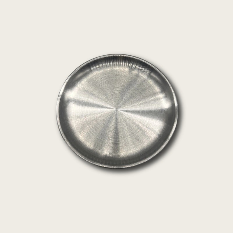 Silver Stainless Steel Round Snack Plate