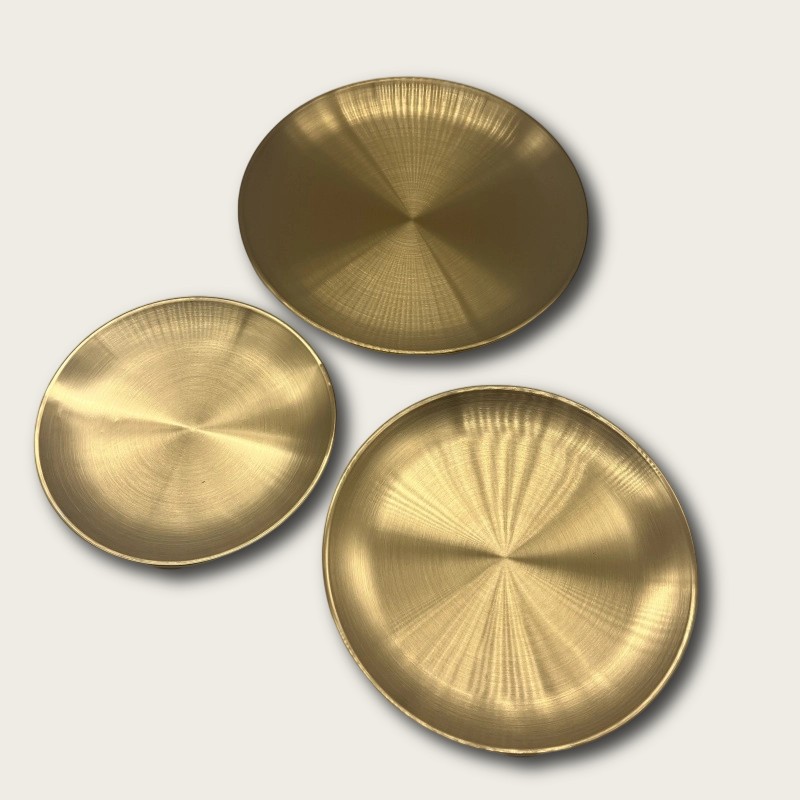 Golden Stainless Steel Round Snack Plate - Image 4