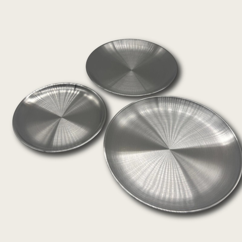 Silver Stainless Steel Round Snack Plate - Image 4