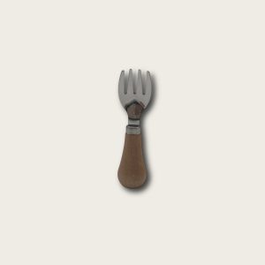 Stainless Steel Short Wooden-Handled Mini Fork