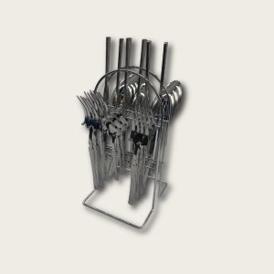 Silver Stainless Steel 24-Piece Tree-Pattern Handle Fine Dining Tableware