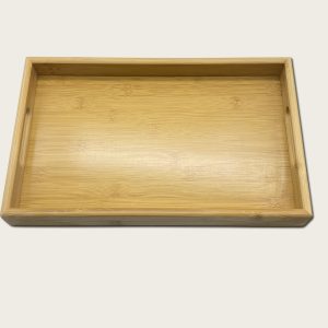 Large Rectangular Wooden And Bamboo Dinner Plate